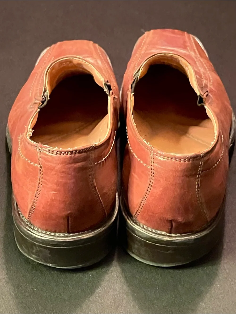 10M Oscar de la Renta Men’s Leather Slip-On Loafers - Chestnut Brown